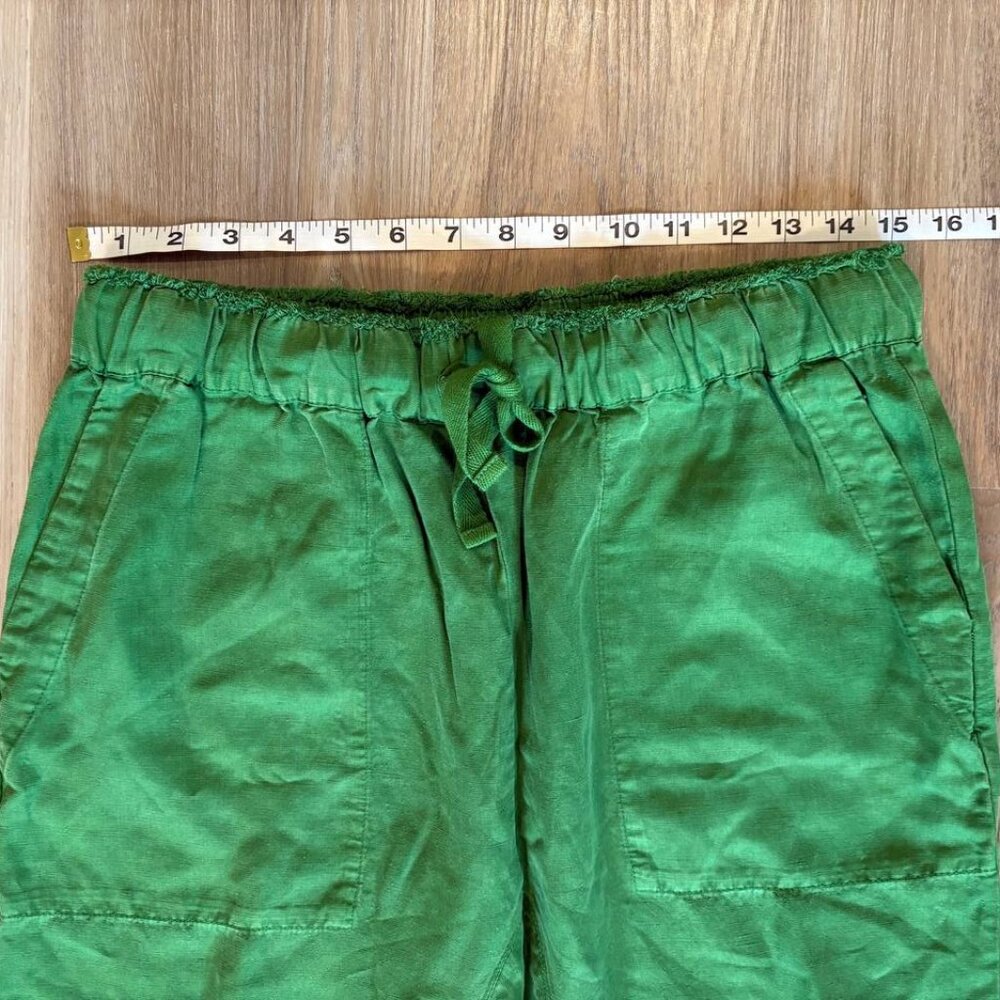 Zara Kelly Green Linen Blend Drawstring Pants - Picture 7 of 10